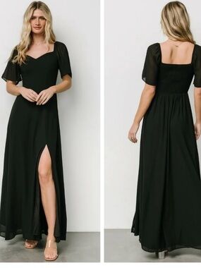 Baltic Born Black Flutter-Sleeve Dress